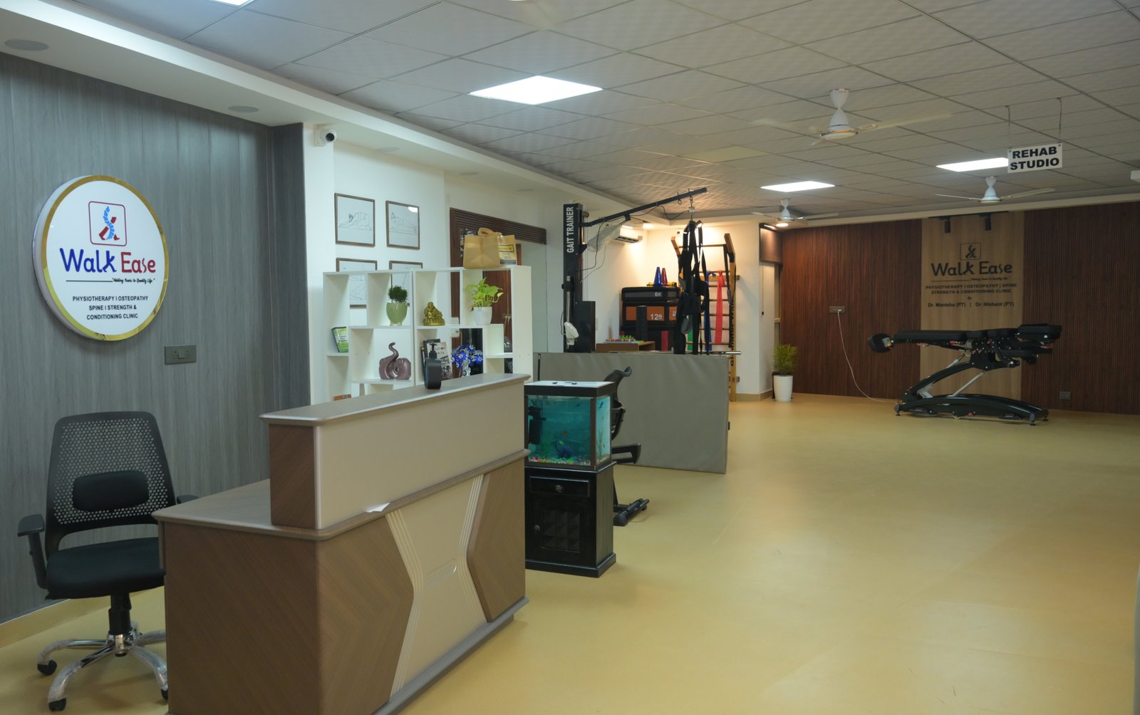 Walk Ease reception with the rehab floor behind it